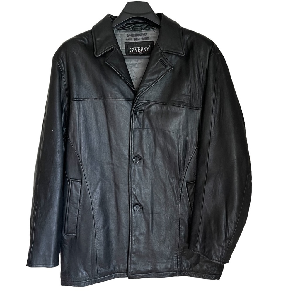 Giverny Men's Black Button‎ Front Genuine Leather Size: XL